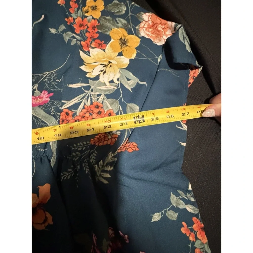 Haute Project Los Angeles Kimono Top~2XL~ Teal Crochet Trim Waist Tie Boho Chic - Picture 8 of 12